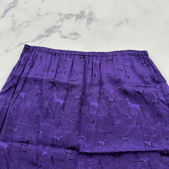 New Aura Womens Vintage Skirt Size M Purple Jacquard Animal Print 90s Shimmer - Picture 7 of 9